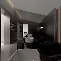 Modern Hair Salon Interior Design With Three Mirrors Black Styling Chairs And Workstations