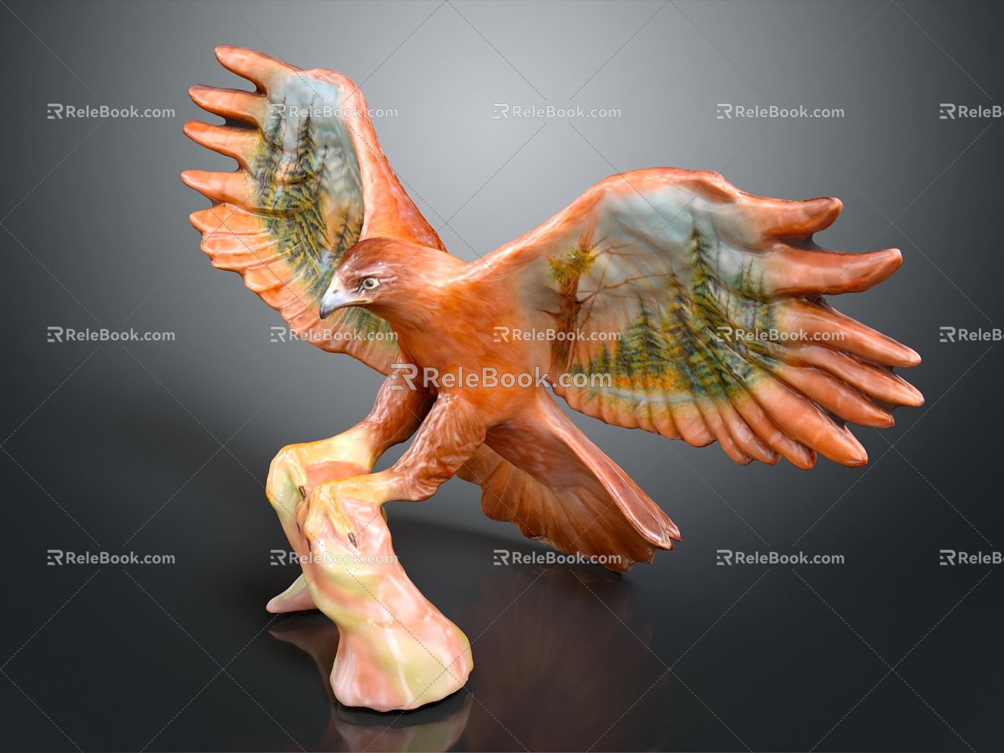 Modern Sculpture Eagle Wood Carving Wood Carving 3d model