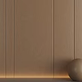 Brown Vertical Panel Wall With Bottom LED Light And Spherical Decor