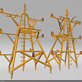 Two Yellow Tower Like Structures Featuring Ladders And Small Components Design 3d model