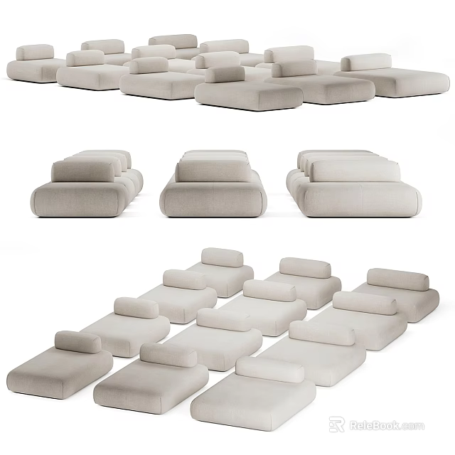 Light Gray Upholstered Modular Sectional Sofa With Various Configurations Comfortable Seating And Modern Design 3d model