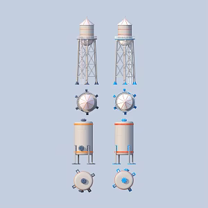 Storage tank industrial storage tank valve ladder 3d model
