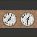 Vintage Wooden Box With Dual Round Clocks And Brass Accents