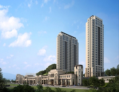 New Chinese-style Residential District High-rise Residential 3d model