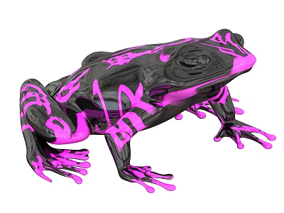 Vibrant Black Reptile With Striking Pink Patterns And Glossy Skin Texture 3d model