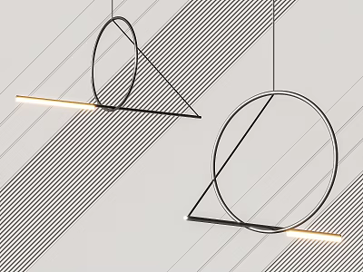 Modern Geometric Pendant Lights With Stylish Circular And Triangular Linear Designs 3d model