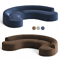 Modern Curved Sofa Design With Brown Beige Blue Color Options For Living Room