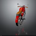 Vintage Red Motorcycle Design With Brown Leather Seat And Chrome Accents
