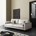modern double sofa cream 3d model
