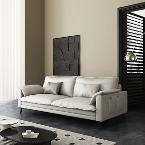 modern double sofa cream 3d model