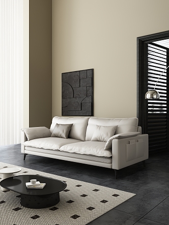 modern double sofa cream 3d model