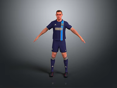 Dark Blue Sportswear With White Stripes Logo For Daily And Sport Use 3d model