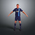Dark Blue Sportswear With White Stripes Logo For Daily And Sport Use