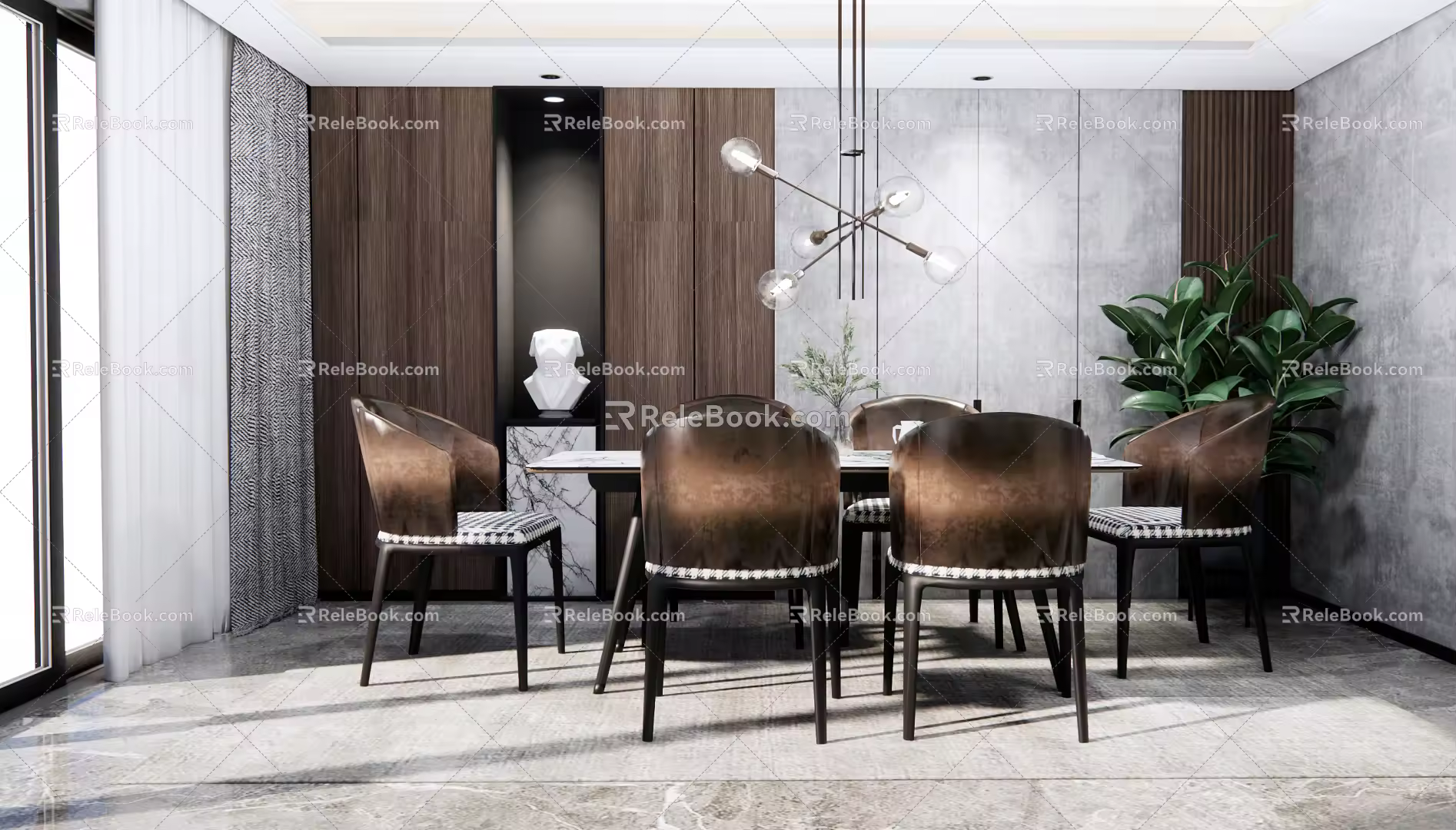 Modern Dining Table and Chair Combination Dining Table and Chair 3d model