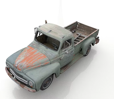 Vintage Rusty Green Red Pickup Truck With Weathered Exterior And Classic Design 3d model