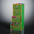 Practical Green Shoe Cabinet Featuring Multiple Drawers And Open Drawer Storage Design