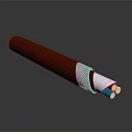 Red Cable with Silver Metallic Layer and Multi Colored Inner Cores 3d model