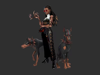 Hand-painted style Akana puppy character 3d model