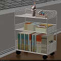 White Multi Layer Storage Rack With Wheels Books And Small Decor Items 3d model
