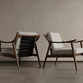 Modern Leisure Chairs With Wooden Frames And Light Colored Cushions For Indoor Use