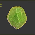 Green Polyhedral Sculpture Featuring Carved Surface Lines and Glossy Finish in Contemporary Design