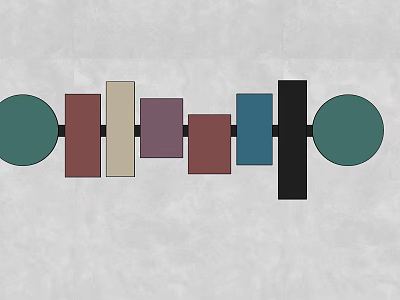 Modern Wall Decor With Green Brown Beige Purple Blue Black Rectangles And Circles 3d model