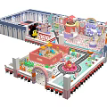 Colorful Kids Playground with Sandpit Cartoon Characters Tracks and Fun Play Areas