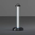 Modern Standing UV Light with Transparent Tube Black Base and Blue Light