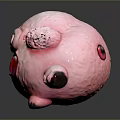 Game And Movie Character With Pink Fluffy Body Big Red Eyes And Round Shape