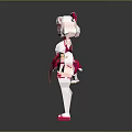 Cute Game And Movie Character With Pink Cat Ears White Pink Outfit And Bowknots