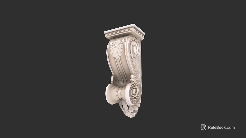 White Security Door With Ornate Carved Decorative Column Design Detail 3d model 