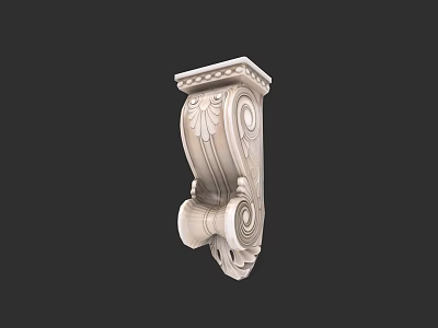 White Security Door With Ornate Carved Decorative Column Design Detail 3d model