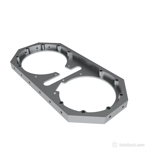 Industrial Metal Frame Part With Two Circular Holes And Screw Holes 3d model 