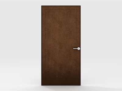 Brown Hinged Door With Smooth Surface And Silver Handle For Interior Decoration 3d model