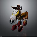 Colorful Cartoon Style Horse Plush Toy with Red Paws and White Nose
