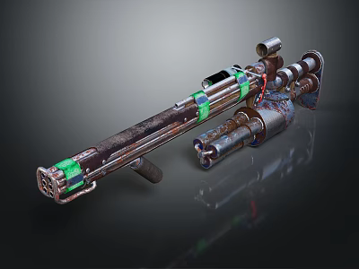 Detailed Futuristic Sci Fi Weapon With Green Accents Scope And Metallic Barrel 3d model
