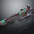 Detailed Futuristic Sci Fi Weapon With Green Accents Scope And Metallic Barrel