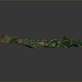 3D Terrain Landscape With Green Mountain Ranges And Small Town Settlement
