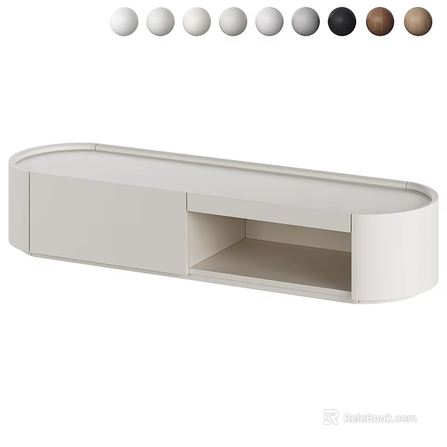 Sleek Modern White TV Stand with Drawer and Open Compartment Design 3d model