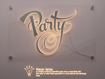 Neon Lighting Combination With Decorative Party Text LED Light On Acrylic Sheet 3d model