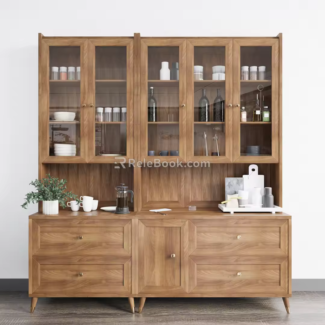Nordic Sideboard Solid Wood Sideboard 3d model