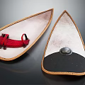 Traditional Teardrop Shaped Weapon Shields with Wooden Frames Red Strap And Metal Dome