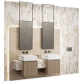 Light Luxury Bathroom Marble Double Basin 3d model