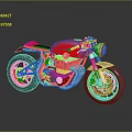 Vintage Red Motorcycle With Shiny Chrome Details Red Body And Black Wheels