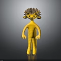 Yellow Cartoon Character With Hedgehog Like Spines Standing Pose And Friendly Smile