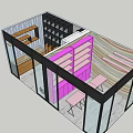 Modern Beauty Hair Salon Interior With Styling Workstations Mirrors And Storage Cabinets