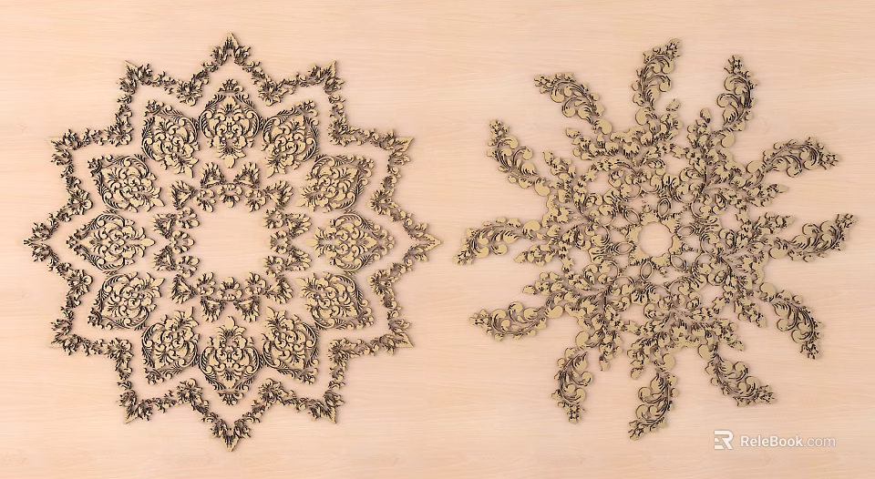 Exquisite Wooden Carvings With Intricate Floral Patterns For Decorative Design 3d model 