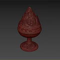 Metal Decorative Ornament Set with Vintage Carved Design Spire Top and Base