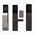 Modern password door handle password lock 3d model