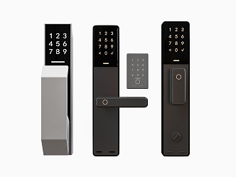 Modern password door handle password lock 3d model